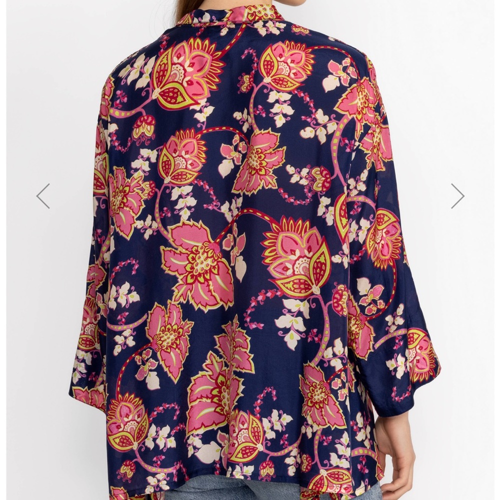 JOHNNY WAS MONTREUX FLORAL SILK SIZE L - Picture 2 of 11